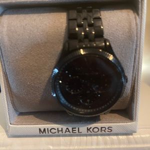 Michael Kors Benning Luxury Black Rhinestone Triple Dial Ladies Watch MK4472